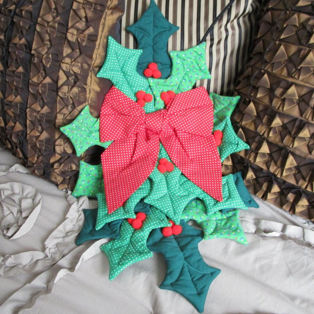 handmade quilted holly day decoration